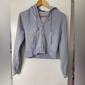 Brandy Melville Light Blue Zip-Up Hoodie